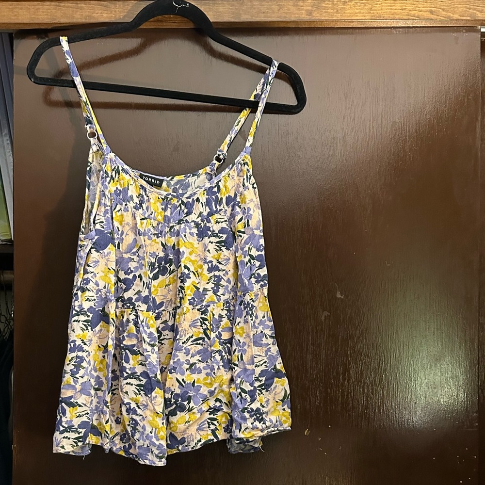 Torrid Tiered Yellow and Blue Floral Camisole